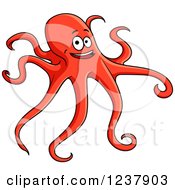 Poster, Art Print Of Happy Orange Octopus