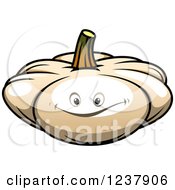 Clipart Of A Happy White Pumpkin Royalty Free Vector Illustration