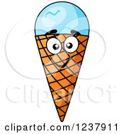 Clipart Of A Happy Ice Cream Cone Royalty Free Vector Illustration