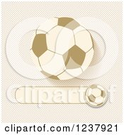 Clipart Of A Soccer Ball And Banner On Cream Royalty Free Vector Illustration