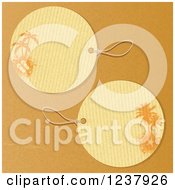 Poster, Art Print Of Round Tropical Sandal And Starfish Palm Tree Tags On Brown Paper