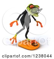 Clipart Of A 3d Green Business Springer Frog Balancing On A Scale 2 Royalty Free Illustration