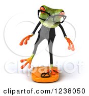 Clipart Of A 3d Green Business Springer Frog Balancing On A Scale Royalty Free Illustration