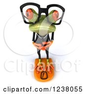 3d Green Business Springer Frog Standing On A Scale