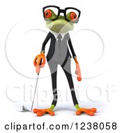 3d Green Business Springer Frog Golfer