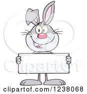 Poster, Art Print Of Gray Rabbit Holding A Sign