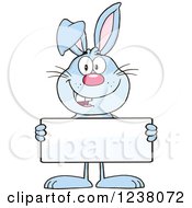 Poster, Art Print Of Blue Rabbit Holding A Sign