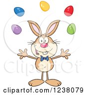 Brown Rabbit Juggling Easter Eggs