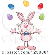 Poster, Art Print Of Pink Rabbit Juggling Easter Eggs