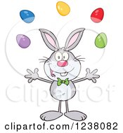 Poster, Art Print Of Gray Rabbit Juggling Easter Eggs