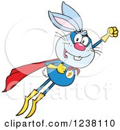 Poster, Art Print Of Blue Rabbit Super Hero Flying