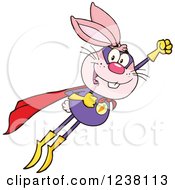 Poster, Art Print Of Pink Rabbit Super Hero Flying