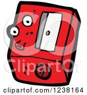 Clipart Of A Red Pencil Sharpener Character Royalty Free Vector Illustration by lineartestpilot