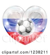 Poster, Art Print Of 3d Russian Flag Heart And Soccer Ball