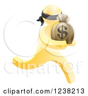 Poster, Art Print Of 3d Gold Robber Carrying A Money Bag