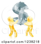 3d Gold Men Carrying A Silver Dollar Symbol