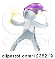 Clipart Of A 3d Silver Man Wizard Royalty Free Vector Illustration