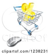 Poster, Art Print Of 3d Computer Mouse And Cart With A Percent Symbol