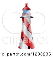 Clipart Of A Red And White Spiral Nautical Lighthouse Royalty Free Vector Illustration by AtStockIllustration