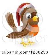 Cheerful Christmas Robin In A Santa Hat