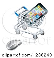 Poster, Art Print Of 3d Computer Mouse And Cart With A Smart Phone