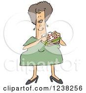 Clipart Of A Chubby White Woman Eating A Bologna Sandwich Royalty Free Vector Illustration