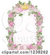 Poster, Art Print Of Pink Princess Crown And Rose Vine Frame