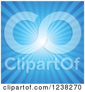 Clipart Of A Blue Background Of Sunny Rays Royalty Free Vector Illustration