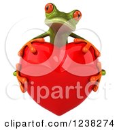 3d Green Springer Frog Hugging A Red Heart