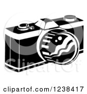 Clipart Of A Black And White Retro Camera Royalty Free Illustration