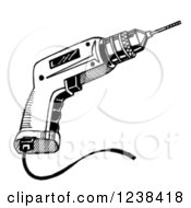 Clipart Of A Black And White Power Drill Royalty Free Illustration