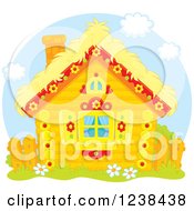 Poster, Art Print Of Cute Log Cabin With A Straw Roof