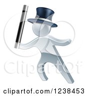 Clipart Of A 3d Silver Man Magician Royalty Free Vector Illustration