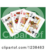 Poster, Art Print Of King Playing Cards On Green