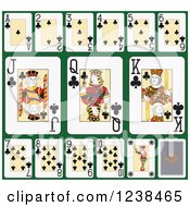 Poster, Art Print Of Club Playing Cards On Green