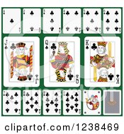 Poster, Art Print Of Club Playing Cards On Green 2