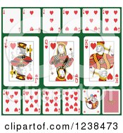 Poster, Art Print Of Heart Playing Cards On Green 2