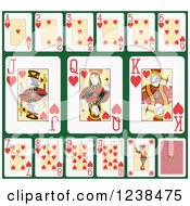 Clipart Of Heart Playing Cards On Green Royalty Free Vector Illustration