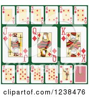 Poster, Art Print Of Diamond Playing Cards On Green