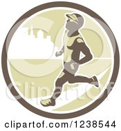 Poster, Art Print Of Retro Male Marathon Runner In An Urban Circle