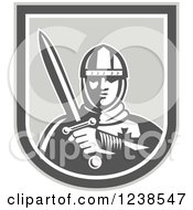 Retro Knight Holding A Sword In A Shield