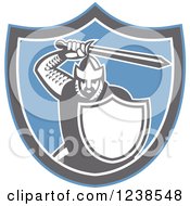 Clipart Of A Crusader Knight Holding A Sword In A Shield Royalty Free Vector Illustration