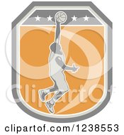 Poster, Art Print Of Retro Basketball Player On A Shield