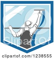 Poster, Art Print Of Retro Window Washer Using A Squeegee On A Window Shield