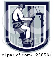 Clipart Of A Retro Electrician Lineman In A Shield Royalty Free Vector Illustration