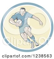 Poster, Art Print Of Cartoon Rugby Player Running In A Circle