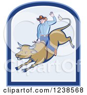 Poster, Art Print Of Cartoon Rodeo Cowboy Riding A Bull