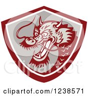 Clipart Of A Chinese Dragon In A Shield Royalty Free Vector Illustration