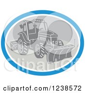Poster, Art Print Of Retro Man Operating A Snow Plow In An Oval