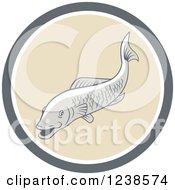 Clipart Of A Trout Fish In A Circle Royalty Free Vector Illustration